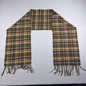 Pendleton Scarf Mens One Size Green Plaid Wool Fringe Winter Tartan Fall